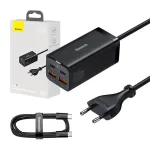 Baseus GaN3 Pro CCGP000101 stalinis kroviklis 100 W, 2x USB-C + 2x USB-A, PD 3.0, QC 4.0+, 1,5 m laidas, juodas
