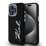 Karl Lagerfeld KLHCP15LSCMSMVK Hardcase Silicone Metal Script Logo, skirta iPhone 15 Pro 6.1, juoda