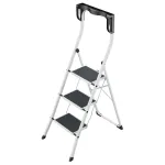 Hailo K75 ComfortLine 3 pakopų saugos kopėčios, sidabrinės/juodos, 150 kg talpa