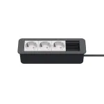 Kindermann CP Office Frame 4-Fach 3 x Power Socket Desktop Connectivity Hub, sidabrinis
