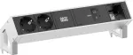 Bachmann DESK2 stalinis maitinimo modulis 2x Schuko 1x USB-C 100W 1x papildomo modulio lizdas 1m laidas INOX