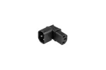 Kabelmeister IEC C14 į C13 kampuotas maitinimo adapteris, 10A 250V, juodas