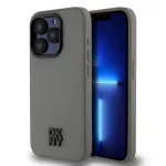 DKNY PU Leather Stack Logo MagSafe dėklas, skirtas iPhone 15 Pro Max - pilkas