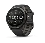 Garmin fēnix 9 Pro i&scaron;manusis laikrodis &ndash; inReach, 43 mm, Carbon Gray DLC titanas, juodas/pebble grey silikono dirželis