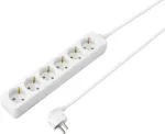 Sygonix SY-4891000 6 vietų Schuko prailgintuvas baltas, 1,5 m kabelis su jungikliu ir apsauga nuo vaikų