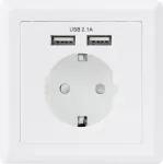 Sygonix SY-5045294 Įleidžiamas ki&scaron;tukinis lizdas su padidinta apsauga nuo prisilietimo ir USB įkrovimo i&scaron;vestimi IP20
