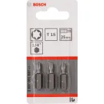 Bosch antgalis atsuktuvui Extra Hard, 3 vnt., Torx, T15, plienas, 25 mm