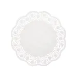 PAPSTAR apvali torto servetėlė, 360 mm skersmens, balto reljefinio nėrinių ra&scaron;to popieriaus, 40 g/m&sup2;, 1 vnt. (12265)
