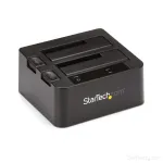 StarTech.com dviejų lizdų USB 3.2 Gen 2 į SATA kietųjų diskų dokas, USB 10Gbps, i&scaron;orinis 2,5/3,5 colio SATA I/II/III SSD/HDD dokas, kar&scaron;to keitimo lizdas, įkrovimas i&scaron; vir&scaron;aus