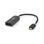 Nedis USB adapteris USB 3.2 Gen1 - USB-C&trade; ki&scaron;tukas, DisplayPort lizdas, 0,20 m, apvalus, auksuotas, PVC, pilka