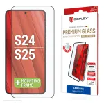 Displex Full Cover apsauginis stiklas (10H) Samsung Galaxy S24/S25, su Eco montavimo rėmeliu, pilnas dengimas