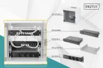 DIGITUS 10 colių tinklo rinkinys &ndash; 6U spinta, pilka lentyna, PDU, 8 prievadų jungiklis, CAT6 pataisų skydelis