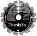 Makita Specialized &ndash; pjūklo diskas medienai &ndash; 136 mm &ndash; 16 dantų (B-33532)