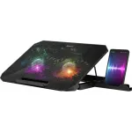 Ne&scaron;iojamojo kompiuterio au&scaron;inimo padėklas DEFENDER NS-510 su 2 ventiliatoriais, 2&times;USB prievadais ir RGB ap&scaron;vietimu