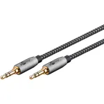 Goobay 65273 Plus 3,5 mm stereo AUX kabelis garso signalui, 1 m, juodos/sidabro spalvos