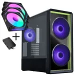 Lian Li LANCOOL 217 INF PC korpuso rinkinys + 3x UNI FAN SL-INF 120 Reverse Blade ventiliatorius - juoda