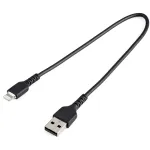 StarTech.com 12 colių (30 cm) tvirtas juodas USB-A į Lightning laidas - tvirtas armuotas aramidiniu pluo&scaron;tu USB A tipo į Lightning įkrovimo/sinchronizavimo maitinimo laidas - Apple MFi sertifikuotas iPad/iPhone 12