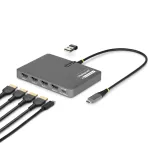 StarTech.com USB-C į keturių monitorių darbo vietos adapteris, 4K 60Hz HDMI, 140W PD perdavimas ne&scaron;iojamojo kompiuterio įkrovimui, USB prievadas belaidžiam klaviui / pelei, TAA
