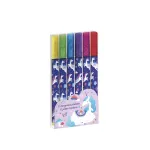 Janod Glitter Felt-Tip Pens 6 Colours Unicorns Dreamland 6+