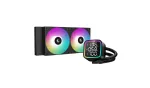 Vandens au&scaron;intuvas CPU DeepCool R-LD240-BKDMMN-G-1 240mm RGB, 2x120mm ventiliatoriai, PWM, 41cm žarnos, aliumininis radiatorius