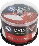 Verbatim HP Inkjet-Printable DVD-R Spindle (50 Discs) - 16x, 4.7 GB, AZO Dye, White Printable Surface