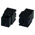 EFB Elektronik EB560 Keystone adapteris, USB 3.2, USB-C lizdas į USB-C lizdą, 10 Gbit/s, 60 W, juodas