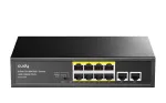 Cudy FS1010P PoE+ tinklo jungiklis, 10 jungčių (8 PoE+ + 2 uplink), 10/100 Mbps, nevaldomas, 120 W, juodos spalvos