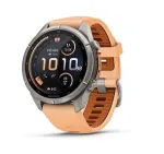 Garmin Fenix 9 Pro i&scaron;manusis laikrodis &ndash; inReach, 43 mm, titanas, Shell Pink/Autumn Orange silikoninis dirželis