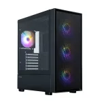 Zalman S6 ATX Mid Tower kompiuterio korpusas, 3 x 140mm + 1 x 120mm fiksuoto RGB ventiliatoriai, grūdintas stiklas, juodas