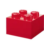 LEGO Storage Brick 4 dėžutė su dangteliu, raudona skaidri