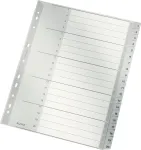 LEITZ 1284 A4 itin platūs skaitmeniniai skirtukai 1-20, pilki, 20 dalių, polipropilenas, 0,12 mm, su ra&scaron;oma vir&scaron;elio kortele 1284-00
