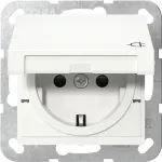 GIRA 475403 SCHUKO lizdas su atlenkiamu dangteliu, padidinta apsauga nuo kontakto, System 55, grynai balta