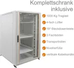 IT-BUDGET 19 inch serverio spinta SRK komplektas - 27U - 800x1000 mm - stiklo/plieno durelės - 4 aktyvūs ventiliatoriai - PDU - lentynos - i&scaron;ardoma - &scaron;viesiai pilka 90ITB19SRK27810GG