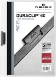 DURABLE DURACLIP 60 A4 dokumentų segtuvas su spaustuku, juodas (25 vnt. pakuotė) 220902