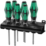 Wera 335/350/367/7 Kraftform atsuktuvų rinkinys su stovu, 7 vnt., Lasertip, tiesus/Phillips/Pozidriv