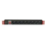 Techly I-CASE STRIP-81UD maitinimo skirstytuvas (PDU) 8 lizdai 1U Juoda, Raudona