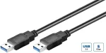 Microconnect USB3.0AA3B USB 3.2 Gen 1 kabelis, USB-A (ki&scaron;tukas) į USB-A (ki&scaron;tukas), 3 m, juodas