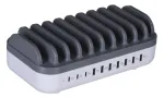 Manhattan įkrovimo stotelė, 10 prievadų: 3x USB-C (iki 18W PD) ir 7x USB-A (iki 12W), 120W bendra galia, balta/pilka, trejų metų garantija