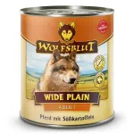 &Scaron;lapias &scaron;unų ėdalas Wolfsblut Wide Plain Horse Meat with Sweet Potatoes 800 g &ndash; pilnavertis konservuotas monoproteininis pa&scaron;aras suaugusiems &scaron;unims, be glitimo ir sojos