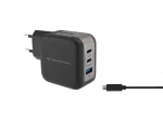 Conceptronic 3 prievadų 67W GaN USB PD įkroviklis su USB-C įkrovimo kabeliu, USB-C x 2, USB-A x 1, QC 3.0, PPS