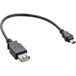 InLine USB 2.0 laidas A lizdas / Mini 5 ki&scaron;tukas 0,2 m, Mini-USB B, USB A, USB 2.0, Ki&scaron;tukas/Lizdas, Juodas
