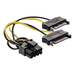 InLine maitinimo adapterio laidas, 2x SATA (vyri&scaron;kas) / 8 kontaktų PCI-Express (vyri&scaron;kas), 0,15 m