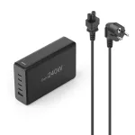 Įkrovimo stotelė HAMA 201977, 240W, 4&times; USB-C, 1&times; USB-A, juoda