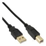 InLine USB 2.0 laidas A tipo ki&scaron;tukas į B tipo lizdą, 1,5 m, juodas, auksuoti kontaktai