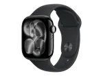 Apple Watch Series 11 GPS + Cellular 42mm Jet Black Aliuminio Korpusas su Juodu Sportiniu Dirželiu - M/L