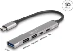 DeLOCK 64298 USB 3.2 Gen 2 Type-C stotelė 4 prievadai, metalinis korpusas, pilka