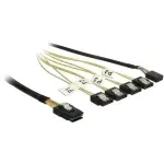 Vidinis Mini SAS į 4&times;SATA kabelis DELOCK 0.5 m &mdash; Mini SAS SFF-8087 į 4&times;SATA 7p, juoda/sidabrinė/geltona