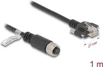 Tinklo kabelis DeLOCK M12 A-koduotas 8 kontaktų moteri&scaron;kas į RJ45 ki&scaron;tuką Cat5e 1m Juodas