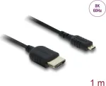 HDMI kabelis DELOCK 81690 &mdash; 1 m, HDMI A (standartinis) &rarr; D (mikro), auksuoti kontaktai, 48 Gbit/s, 7680&times;4320, juodas