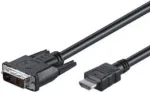Wentronic Goobay HDMI&trade; / DVI-D laidas, juodas, 5 m - 19 kontaktų HDMI&trade; ki&scaron;tukas > DVI-D (18+1) ki&scaron;tukas (50582)